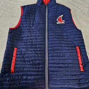 St. Louis CARDINALS Mens XL Full Zip Quilted Puffer Vest Blue Bayer‎ Unisex XL